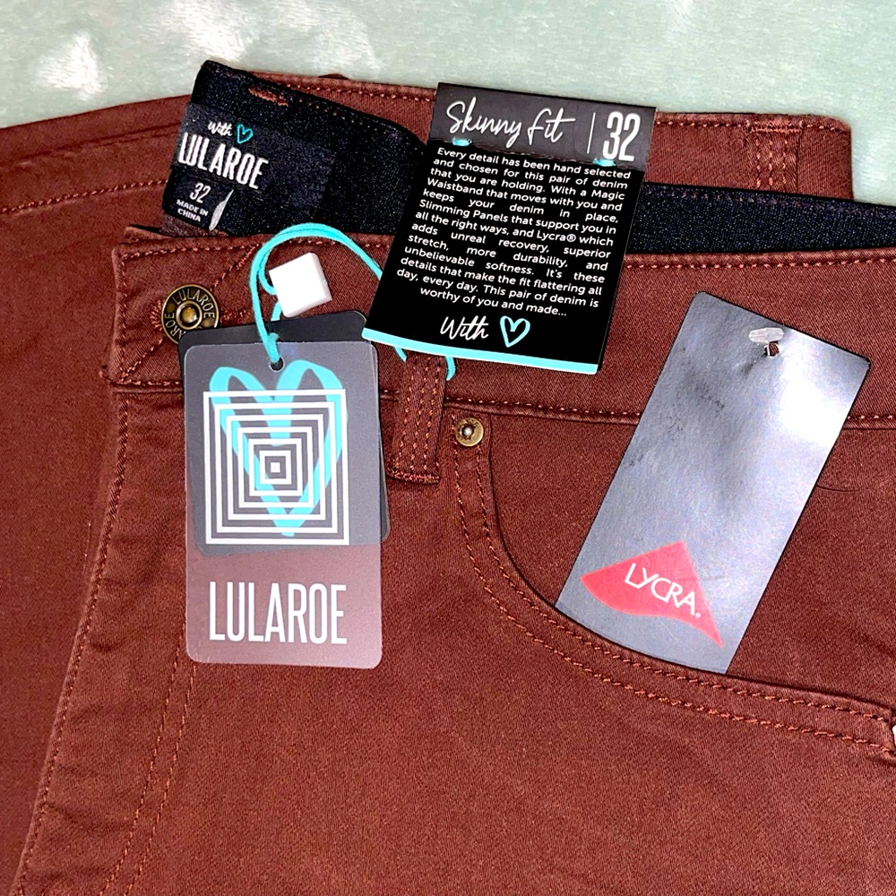 NWT LulaRoe Skinny Jeans Brown size 32
